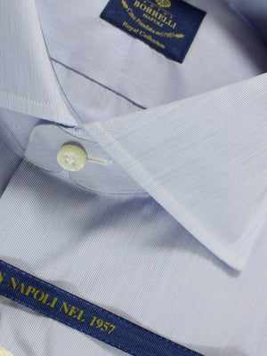 Luigi Borrelli Dress Shirt Blue Micro Stripes - Royal Collection 39 - 15 1/2