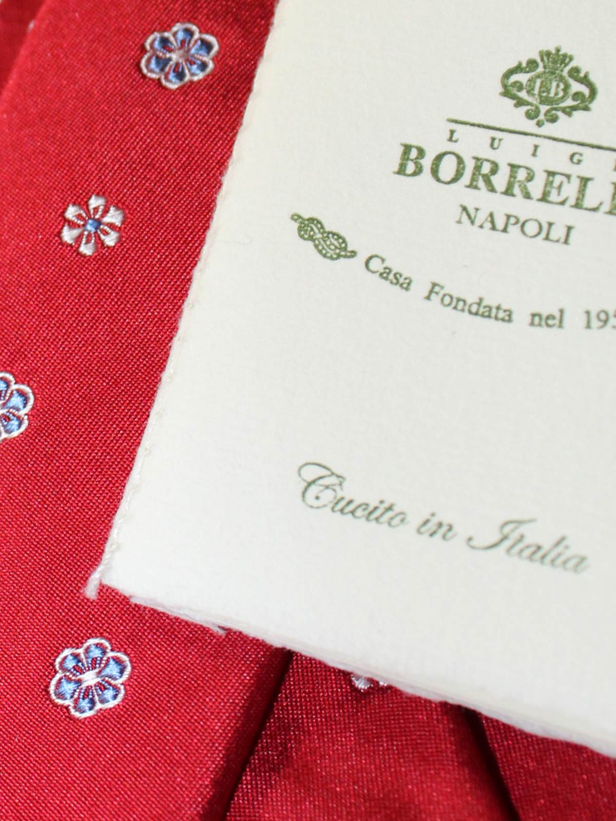 Luigi Borrelli Tie Red Blue Silver Floral