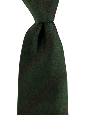 Luigi Borrelli Silk Tie Dark Green Brown Stripes