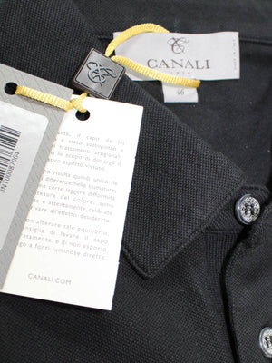 Canali Polo Shirt Black Cotton Short Sleeve Polo Shirt 48 / S SALE