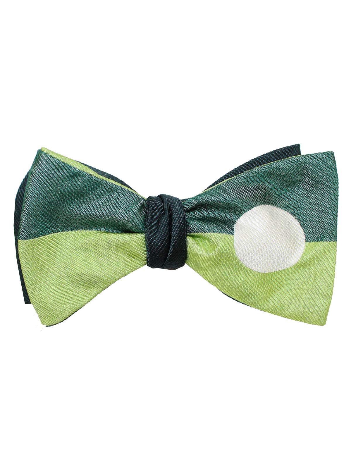 Gene Meyer Silk Bow Tie Green Stripes & Dot - Self Tie