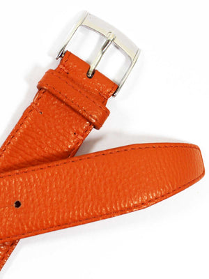 Kiton Belt Orange Grain Leather & Sterling Silver Buckle 85 / 34 SALE