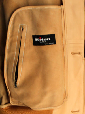 Kiton Leather Jacket Tan EUR 54 / US 44 SALE