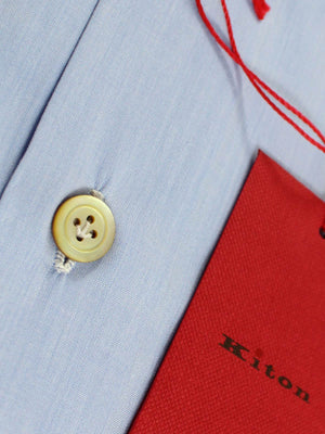 Kiton Dress Shirt Solid Blue 39 - 15 1/2 SALE
