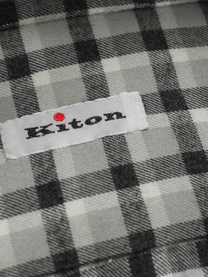Kiton Shirt Gray White Black Check
