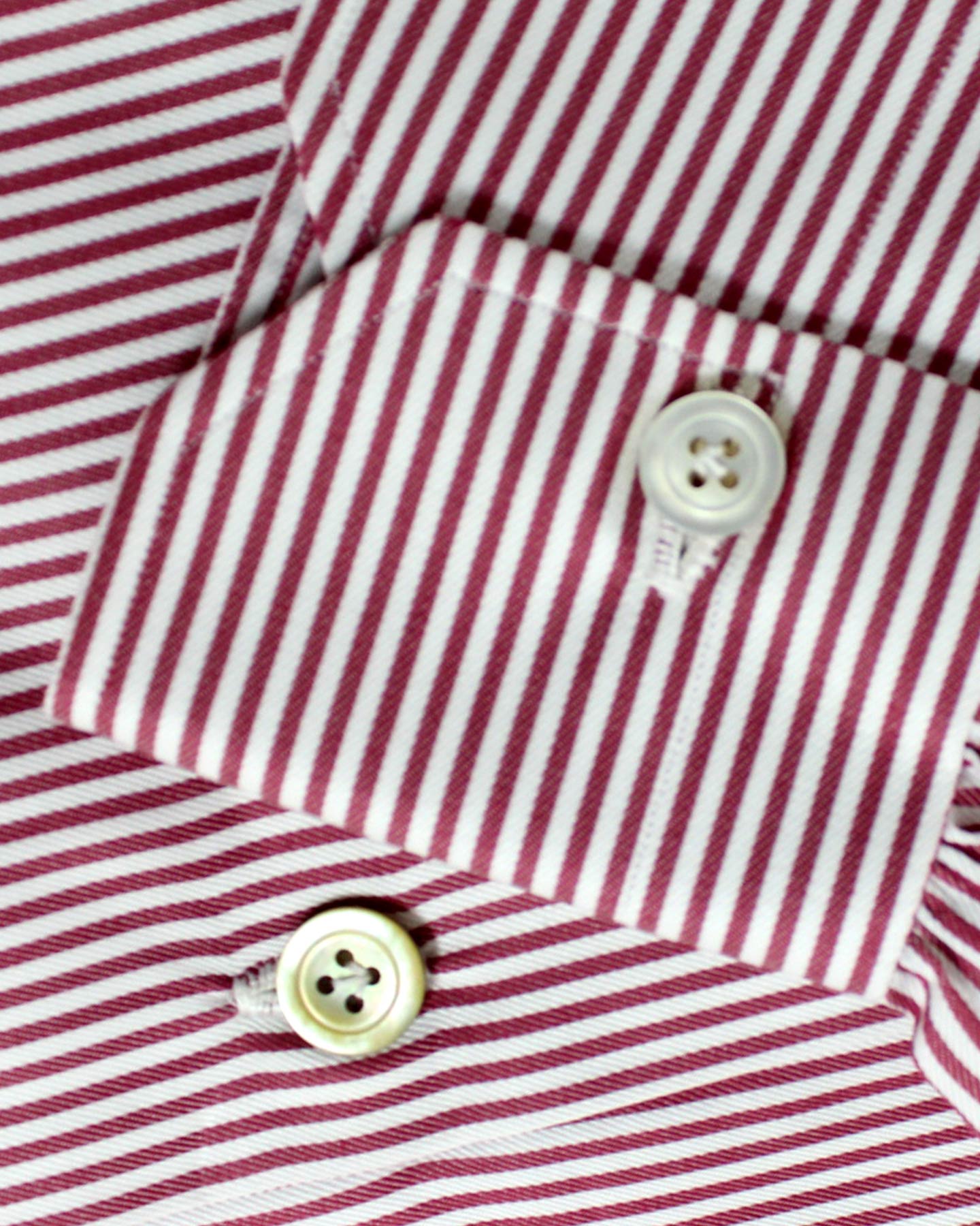 Kiton Shirt White Maroon Stripes Moderate Spread Collar