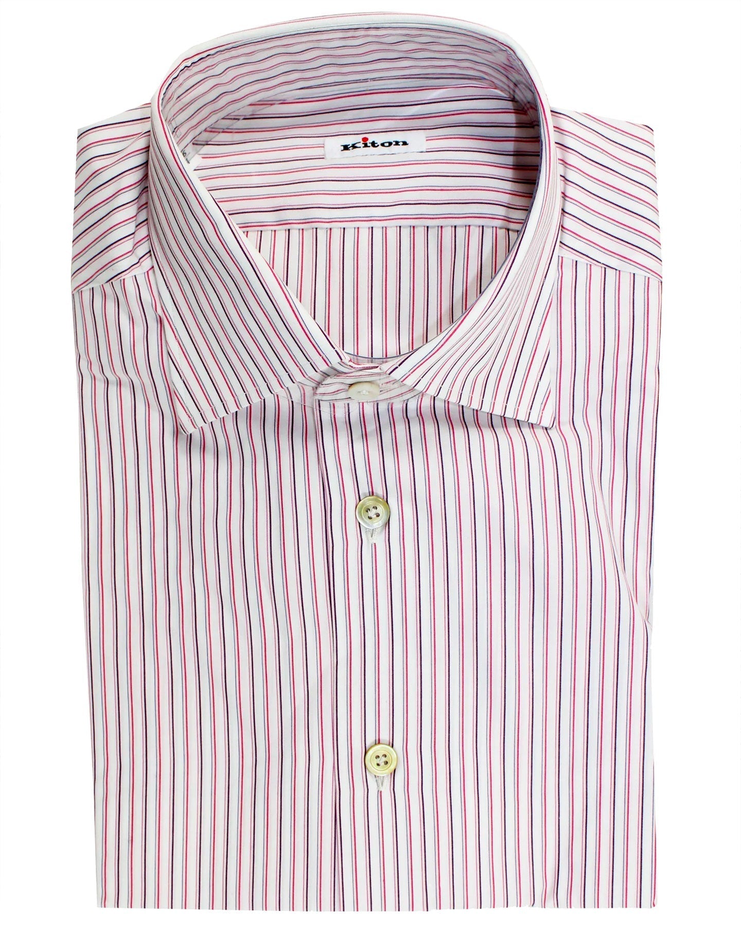 Kiton Dress Shirt White Pink Purple Stripes 37 - 14 1/2 SALE