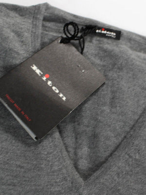 Kiton Cashmere Silk Sweater Charcoal Gray V-Neck XXL / EUR 56