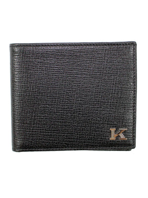 Kiton Black Leather Men Wallet