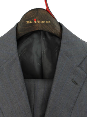 Kiton Suit Gray Blue Wool Silk