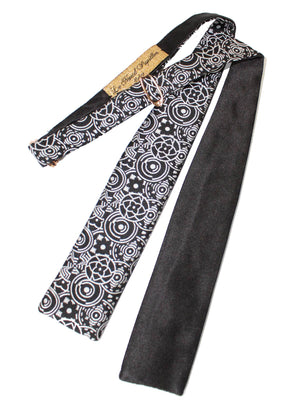New Bow Skinny Bow Tie Black Silver Geometric