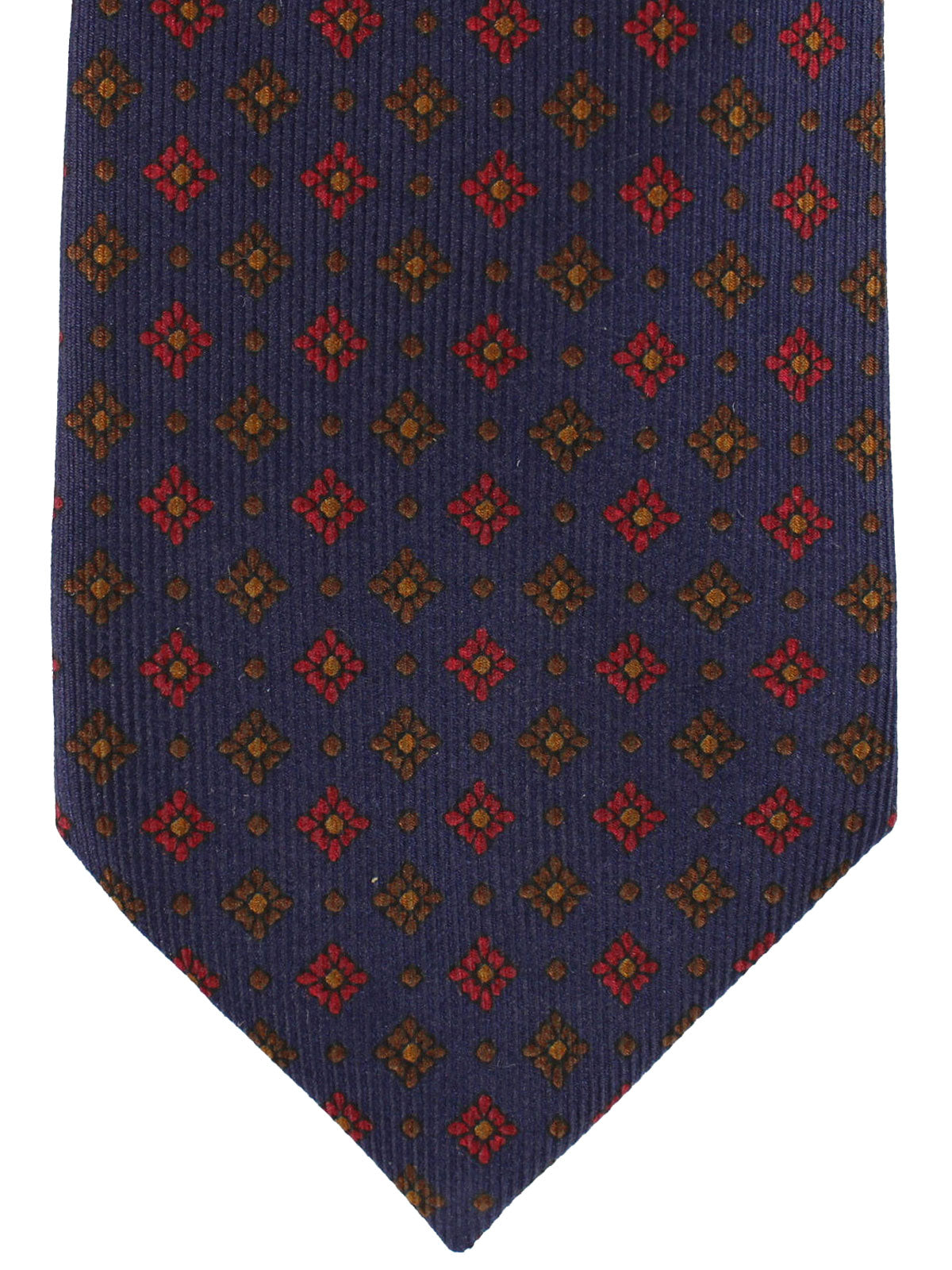 E. Marinella Silk Tie Purple Brown Red Geometric - Narrow Necktie