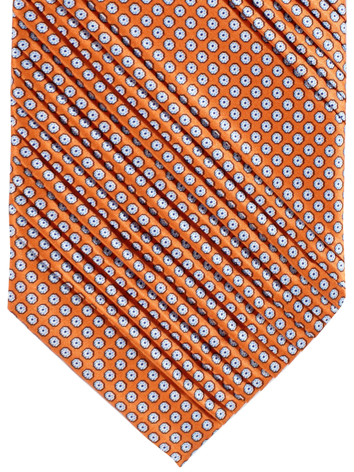 Stefano Ricci Tie Orange Geometric - Pleated Silk