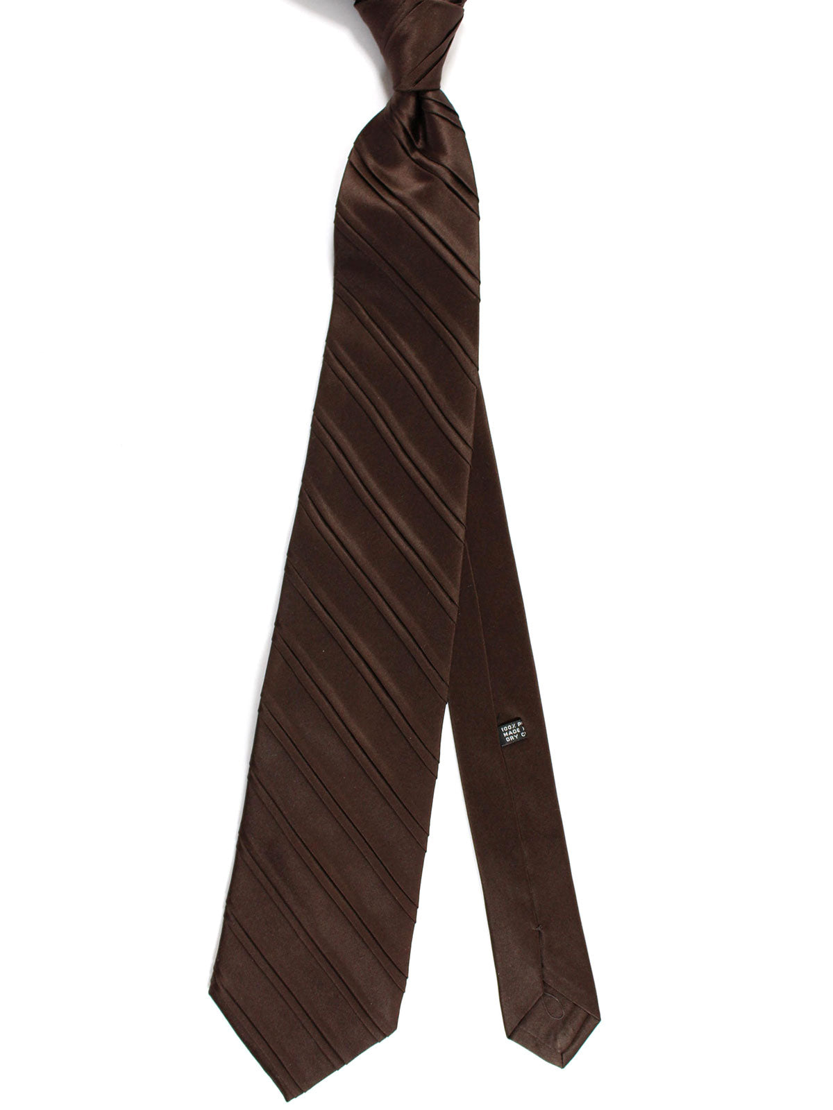 Stefano Ricci Pleated Silk Tie Dark Brown Solid