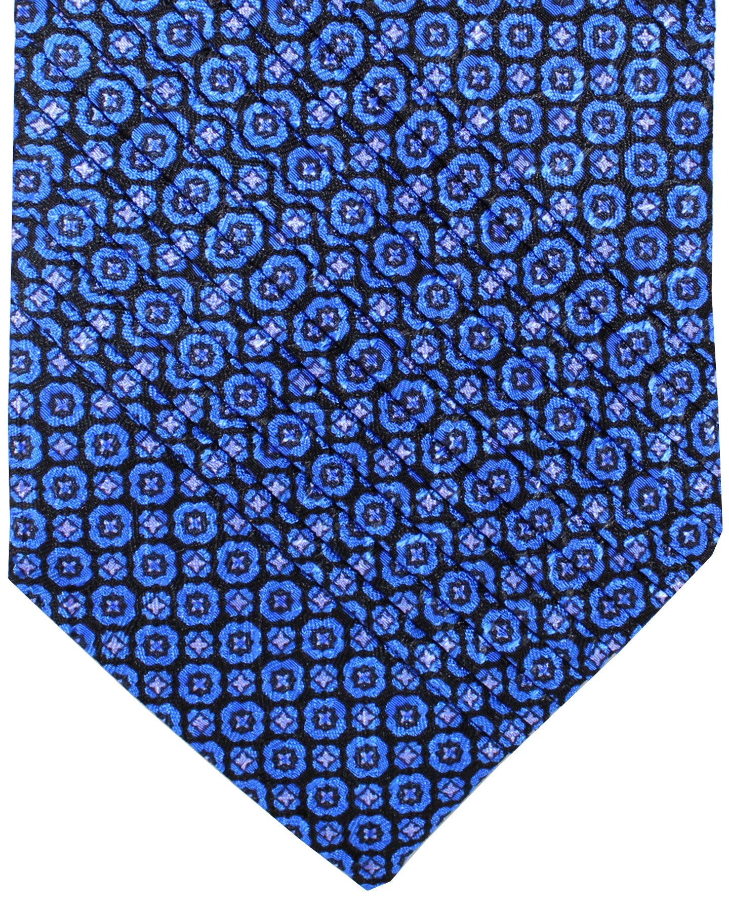 Stefano Ricci Tie Royal Blue Navy Geometric Design - Pleated Silk