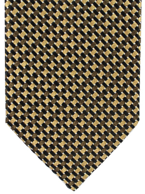 Tom Ford Tie Brown Gray Black Geometric Hand Made In Italy