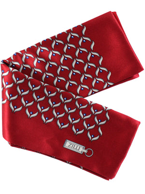 Zilli Silk Pocket Square Red Gray Burgundy Logo Design SALE