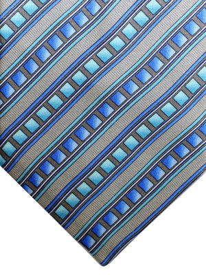 Zilli Necktie Gray Aqua Blue Stripes - Wide Necktie
