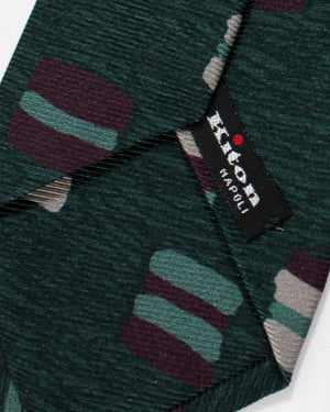 Kiton Silk Tie Dark Green Design - Sevenfold Necktie