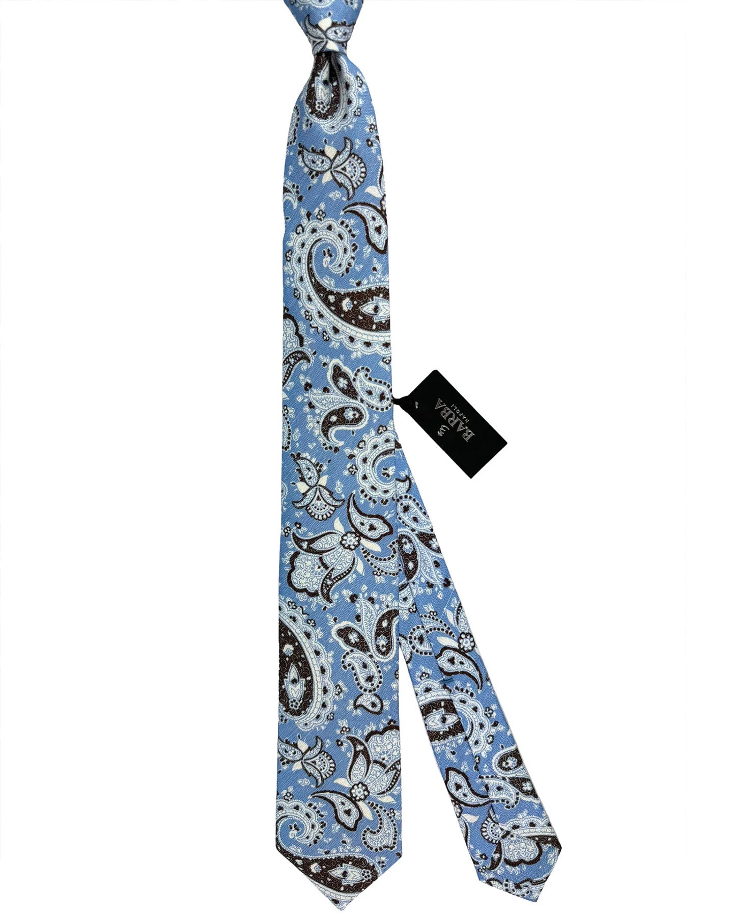 Barba Sevenfold Tie Blue Brown Paisley Design - Sartorial Neckwear