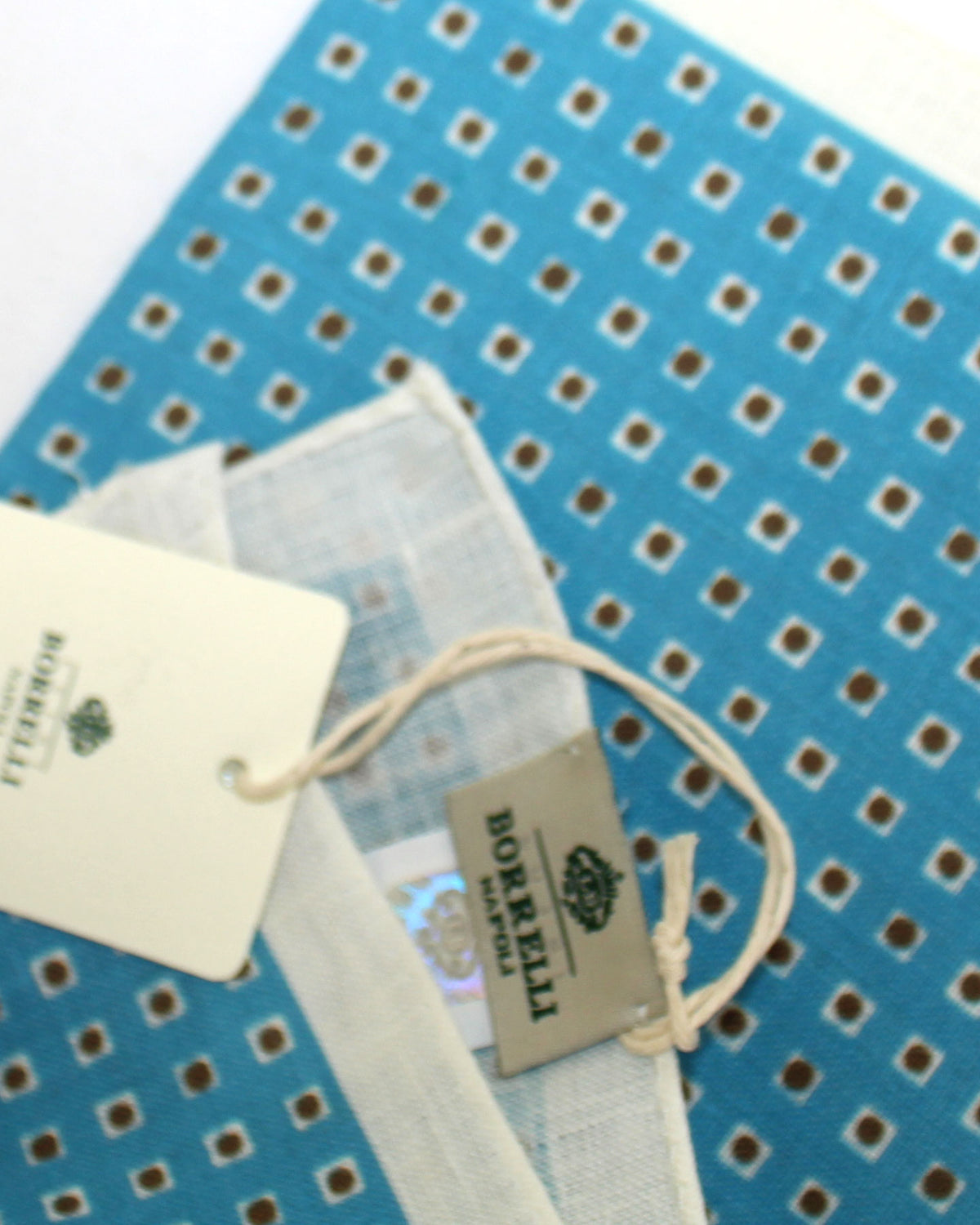 Luigi Borrelli Linen Pocket Square Aqua SALE