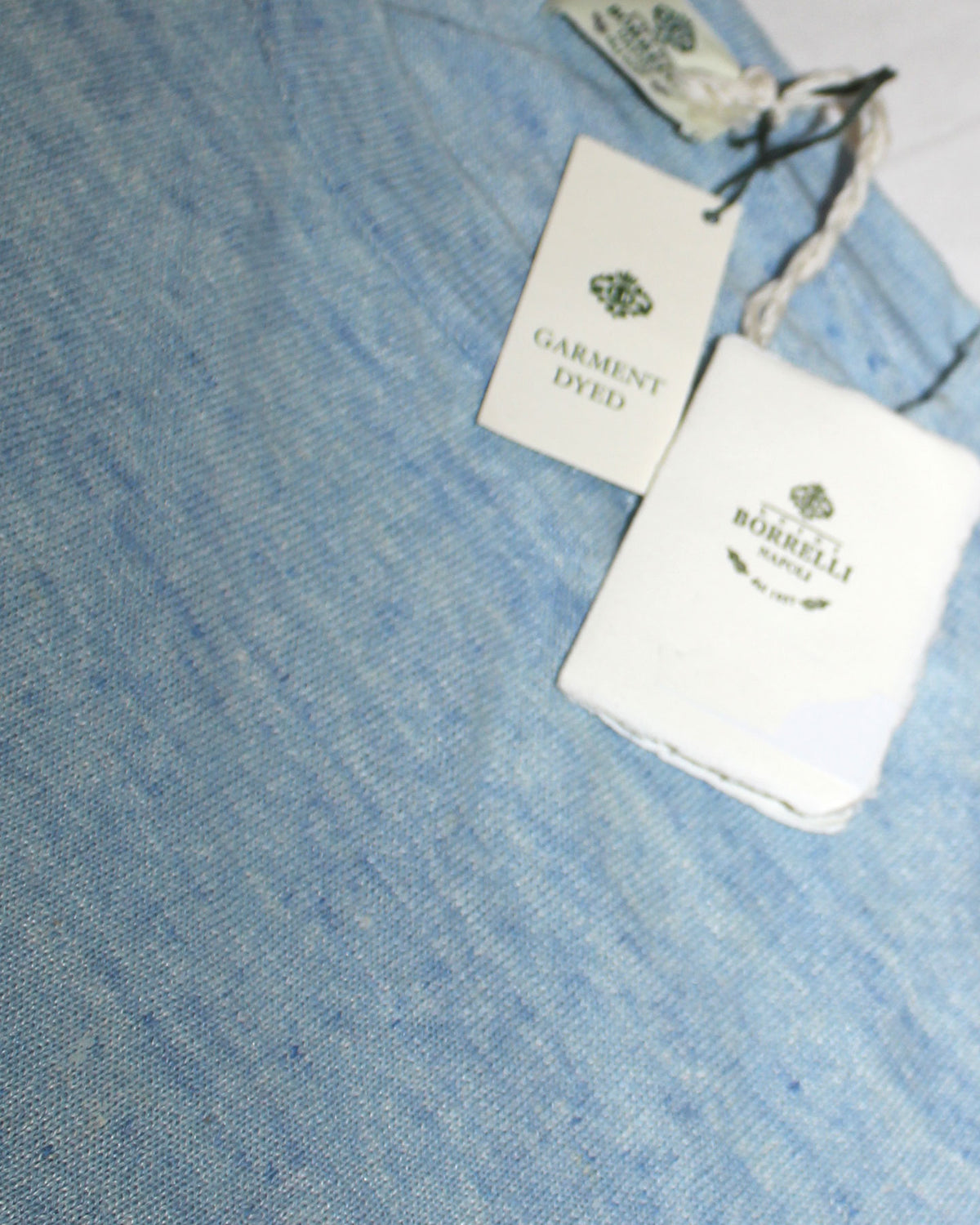 Luigi Borrelli T-Shirt Blue Melange EU 46/ US 36 Linen Cotton SALE