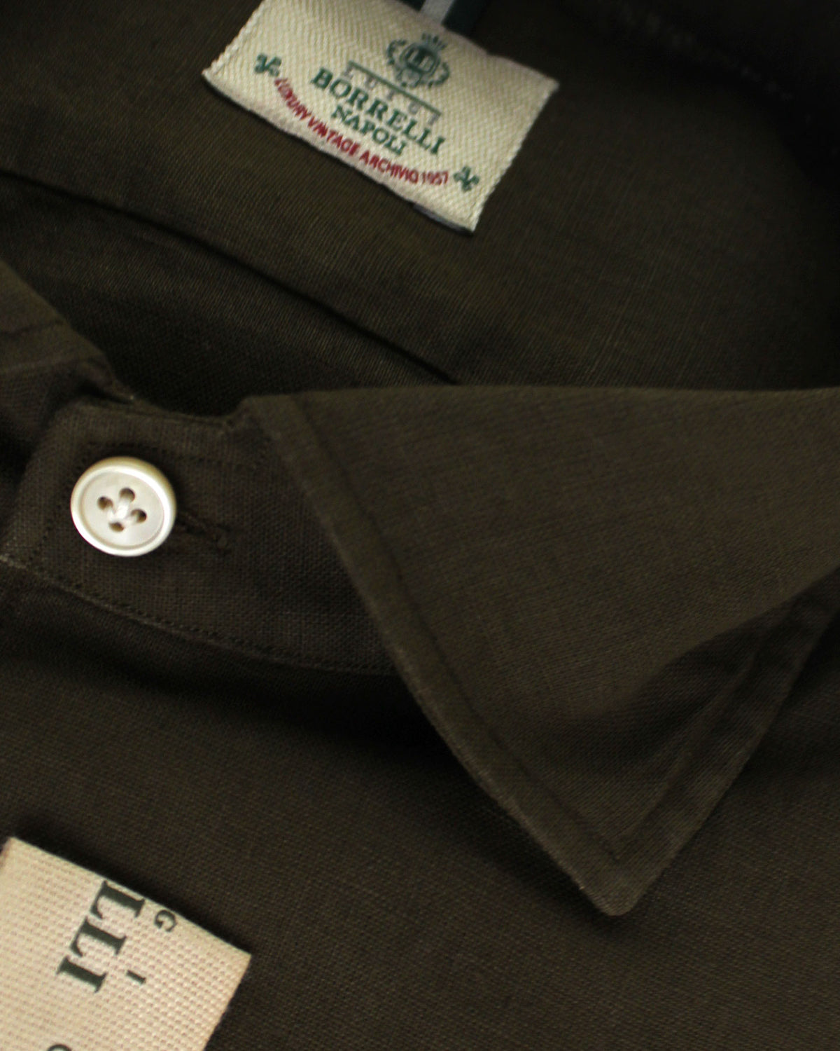 Borrelli Linen Sport Shirt Dark Brown
