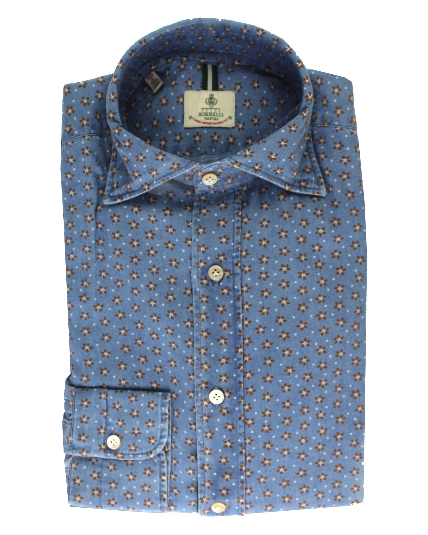 Luigi Borrelli Sport Shirt Blue Floral 