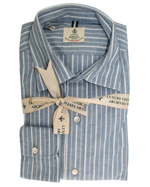 Luigi Borrelli Sport Shirt Dark Blue Stripes 