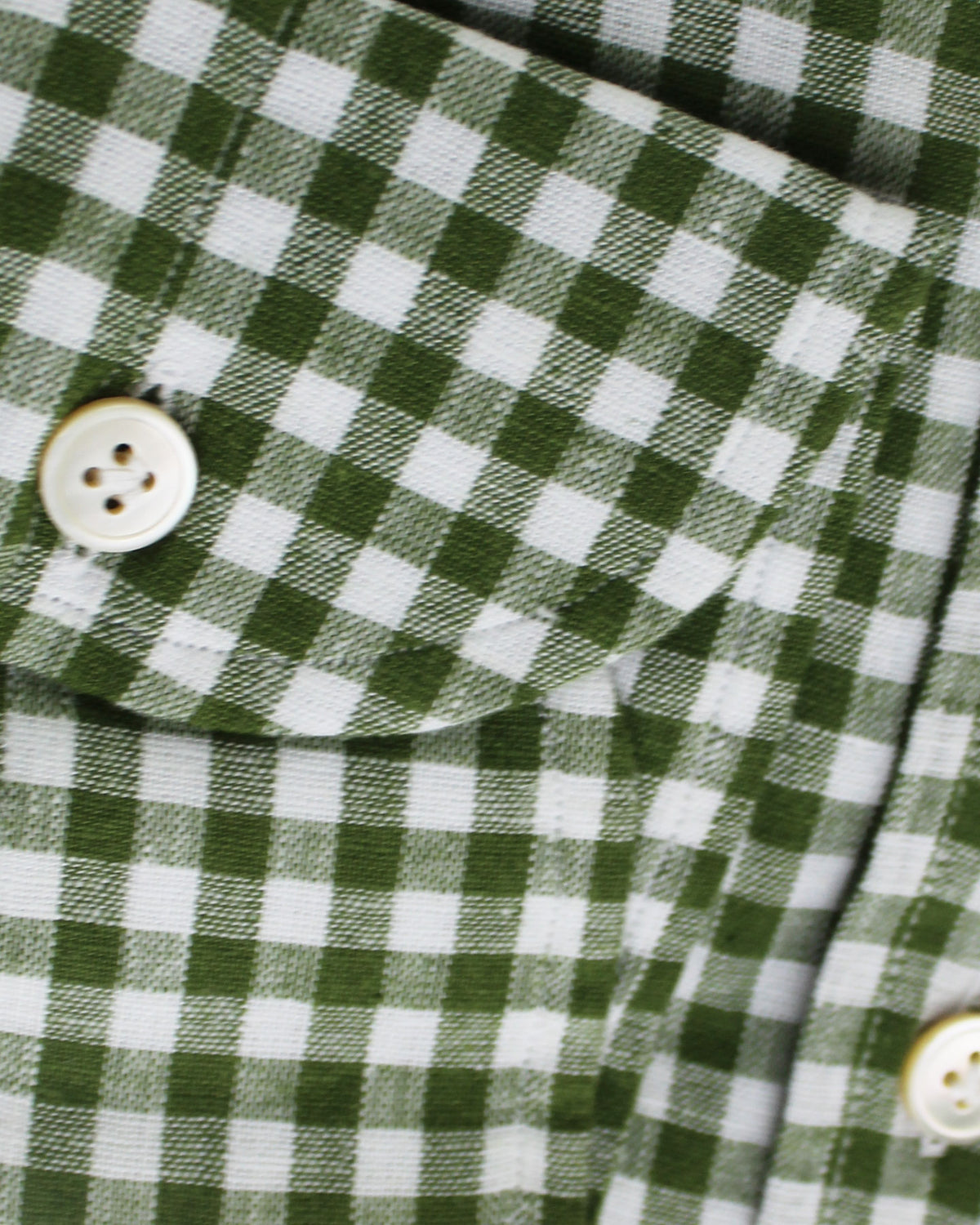 Luigi Borrelli Sport Shirt White Green Check 40 - 15 3/4 BLACK FRIDAY SALE