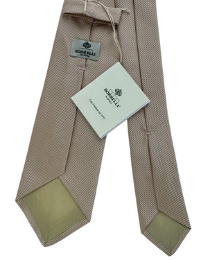 Luigi Borrelli Tie Taupe Ribbed Stripe