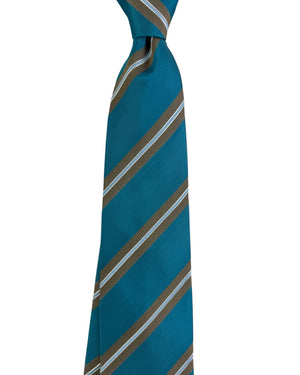 Luigi Borrelli Tie Teal Taupe Stripes