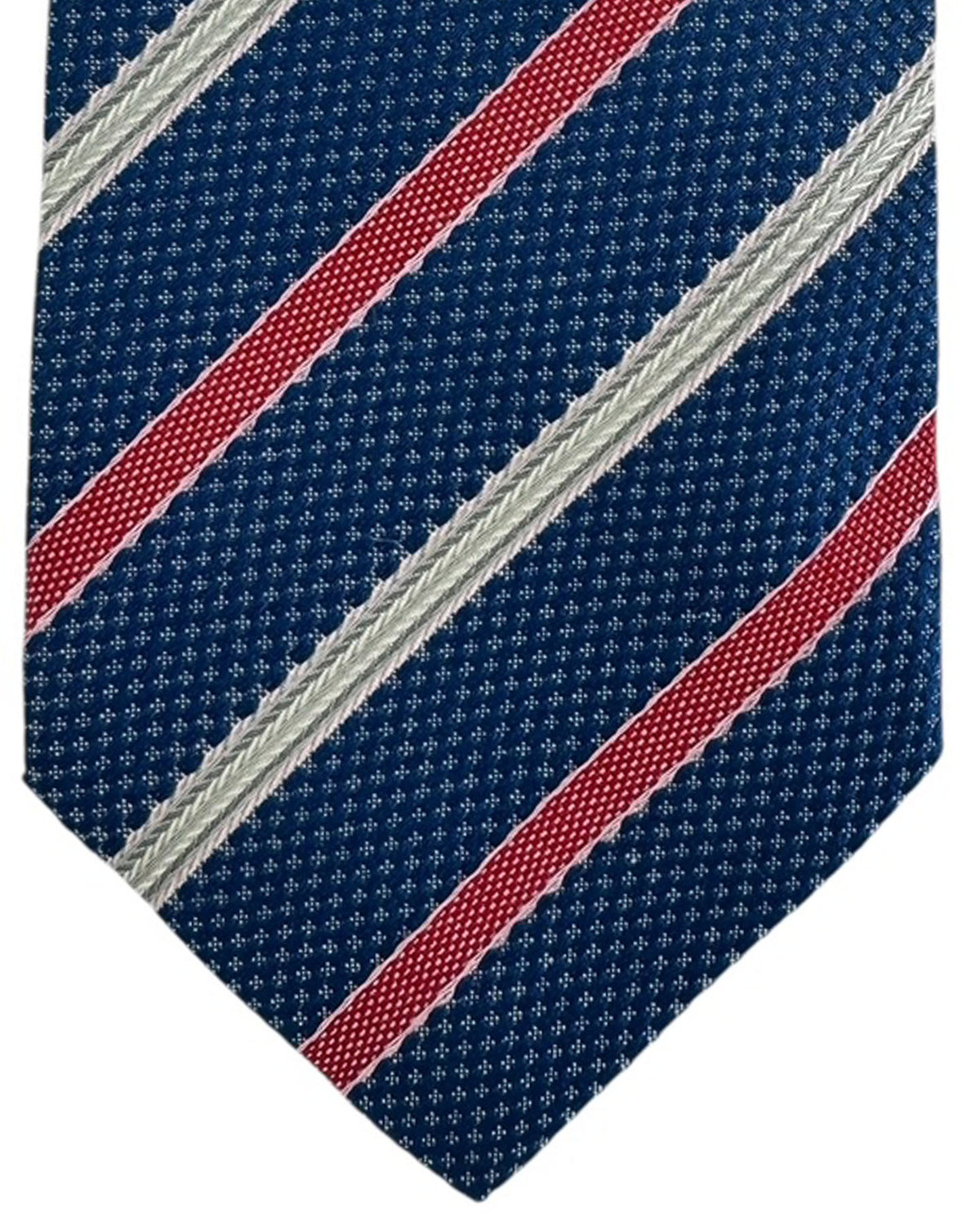 Luigi Borrelli Tie Blue Red Silver Woven Stripes