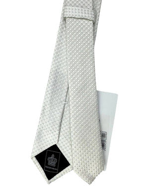 Dolce & Gabbana Skinny Tie White-Silver Geometric DAILY DEAL - FINAL SALE
