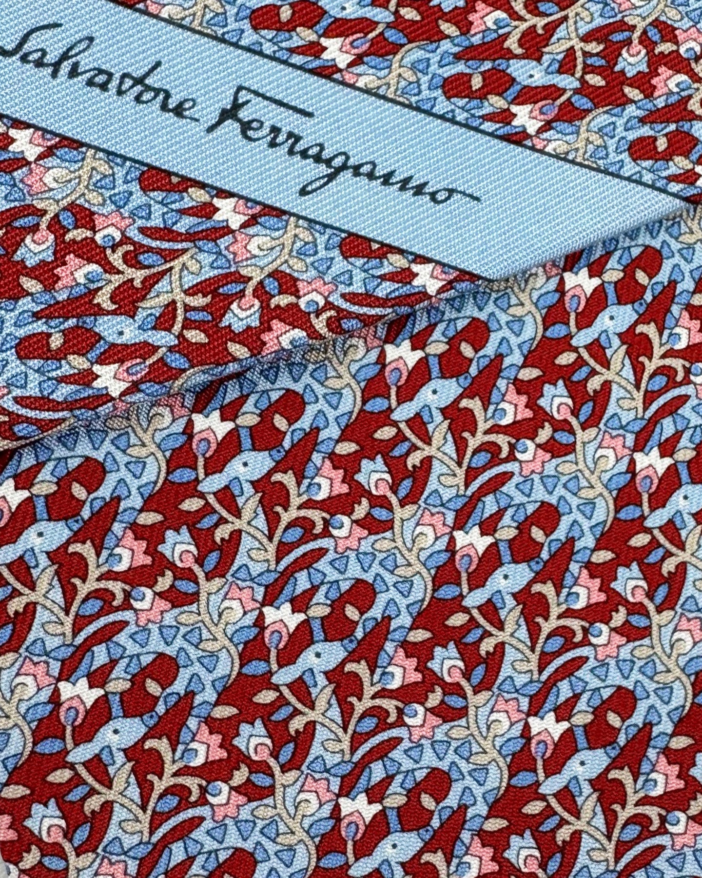 Salvatore Ferragamo Tie Bordeaux Blue Pink Giraffes