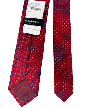 Salvatore Ferragamo Tie Bordeaux Navy Gancini - Narrow Necktie