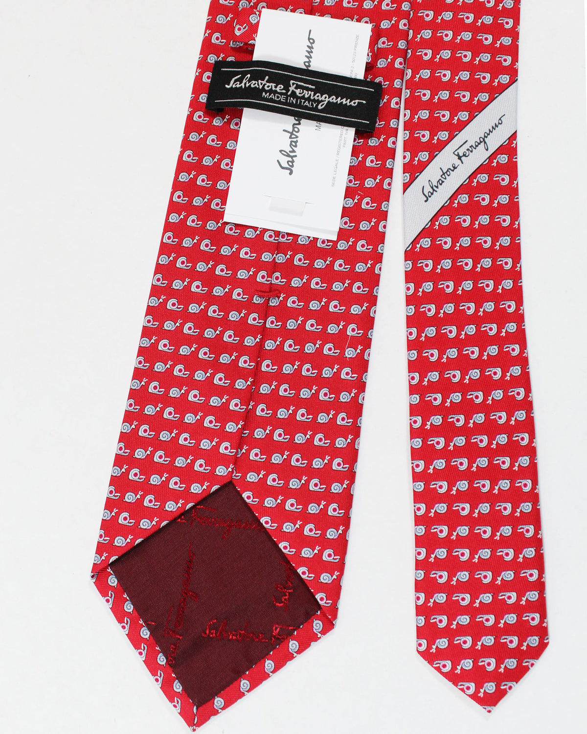 Salvatore Ferragamo Tie Red Snail Design SALE