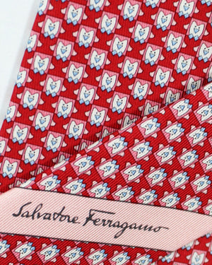 Salvatore Ferragamo Tie Red Penguin Design