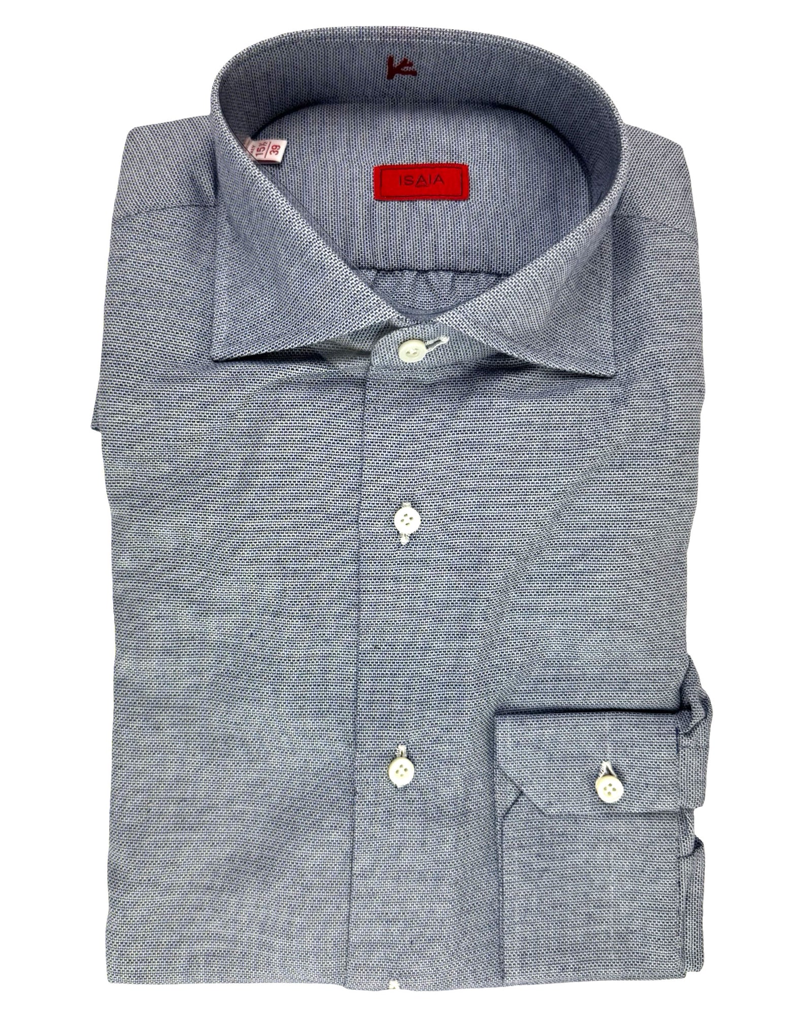 Isaia Shirt Blue 39 - 15 1/2 Cotton Cashmere