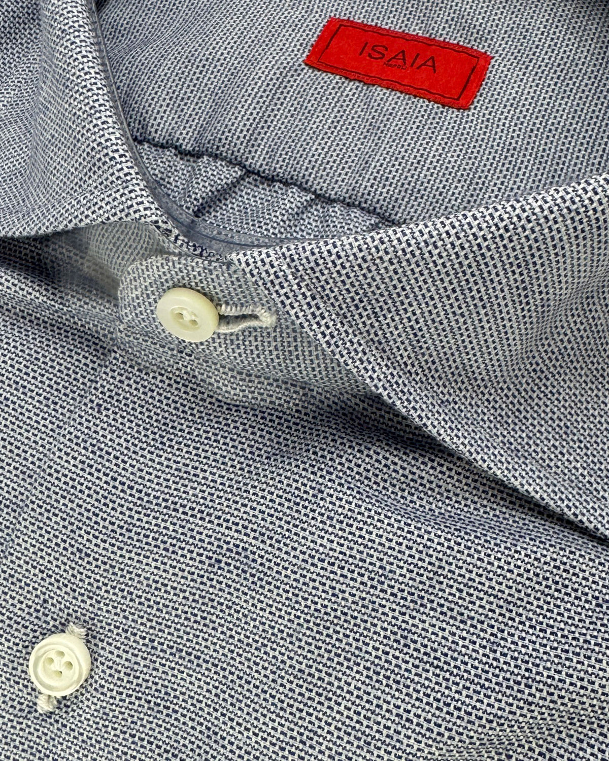 Isaia Shirt Blue Cotton Cashmere