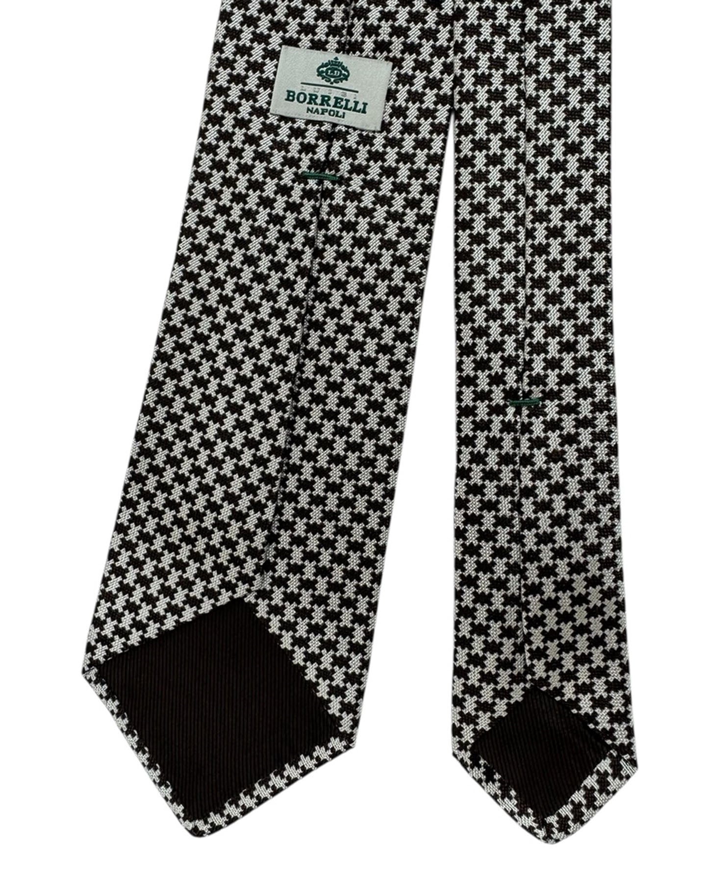 Luigi Borrelli Silk Tie Black Silver Geometric Design