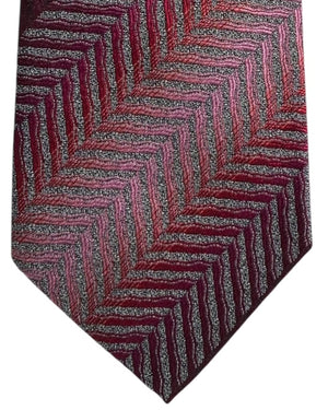 Missoni Tie Red Silver Chevron Herringbone