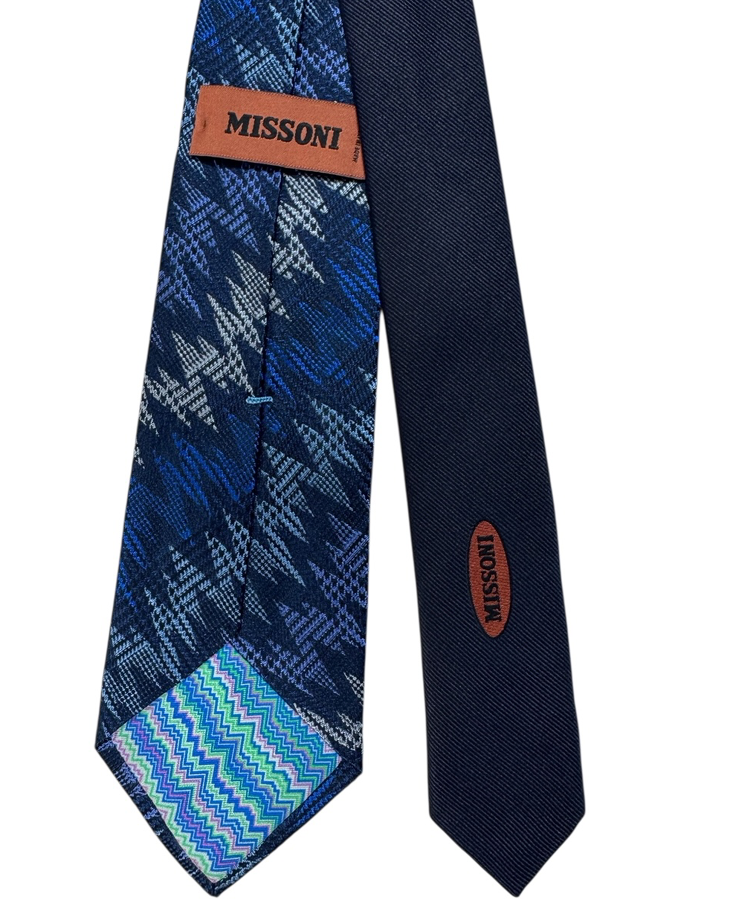 Missoni Tie Navy Blue Grey Cobalt Zig Zag