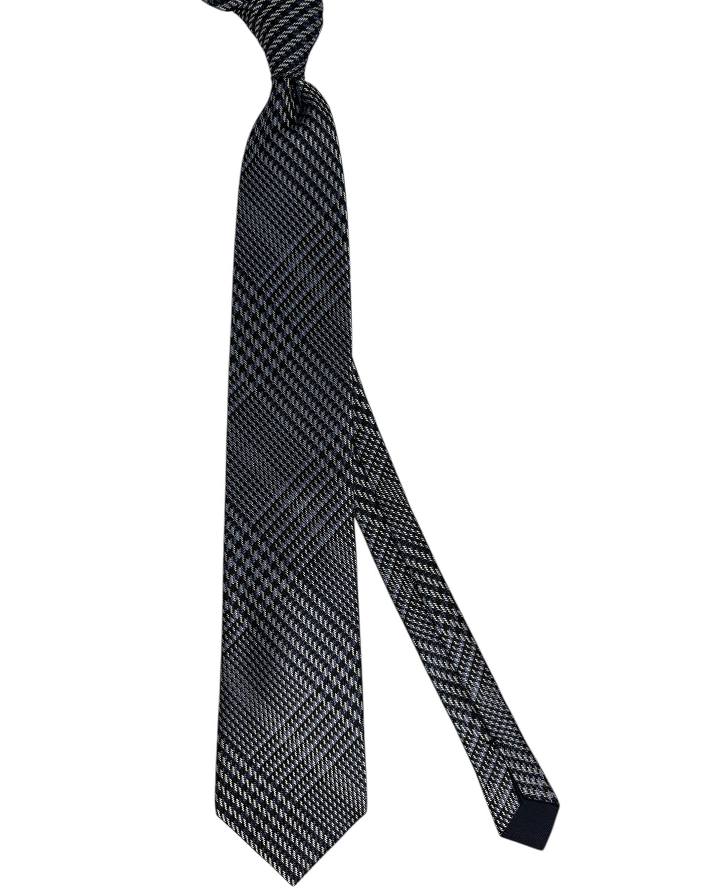 Tom Ford Tie Black Gray Plaid Check - Wide Necktie