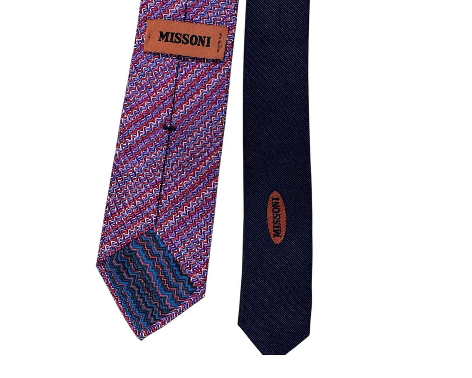 Missoni Tie Purple Red Blue Zig Zag