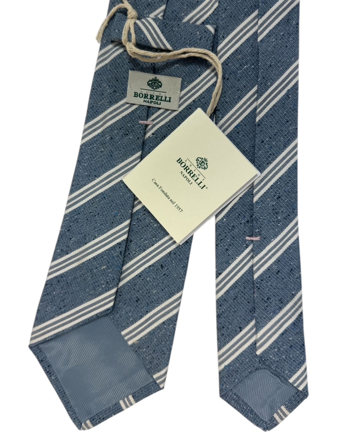 Luigi Borrelli Silk Tie Stripe Blue