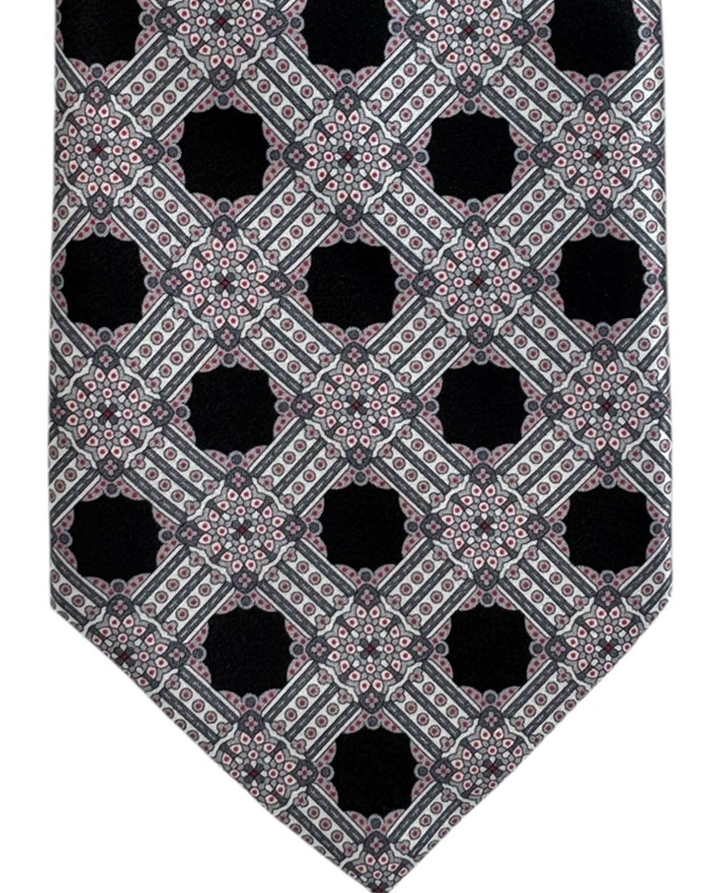Stefano Ricci Tie Black & Silver Geometric