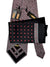 Zilli Silk Tie & Matching Pocket Square Set Black And Red Leaf Lattice
