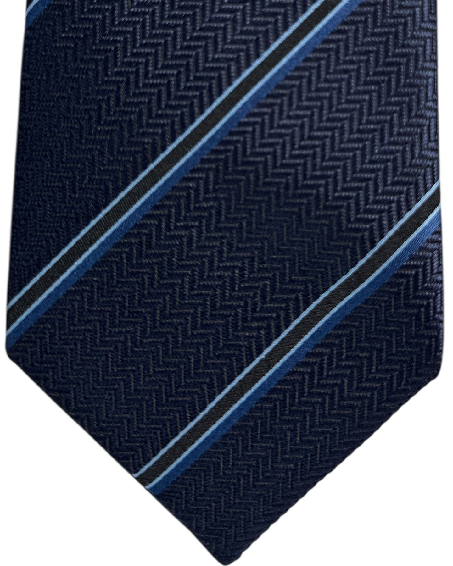 Tom Ford Tie Midnight Blue Herringbone Stripes  - Wide Necktie