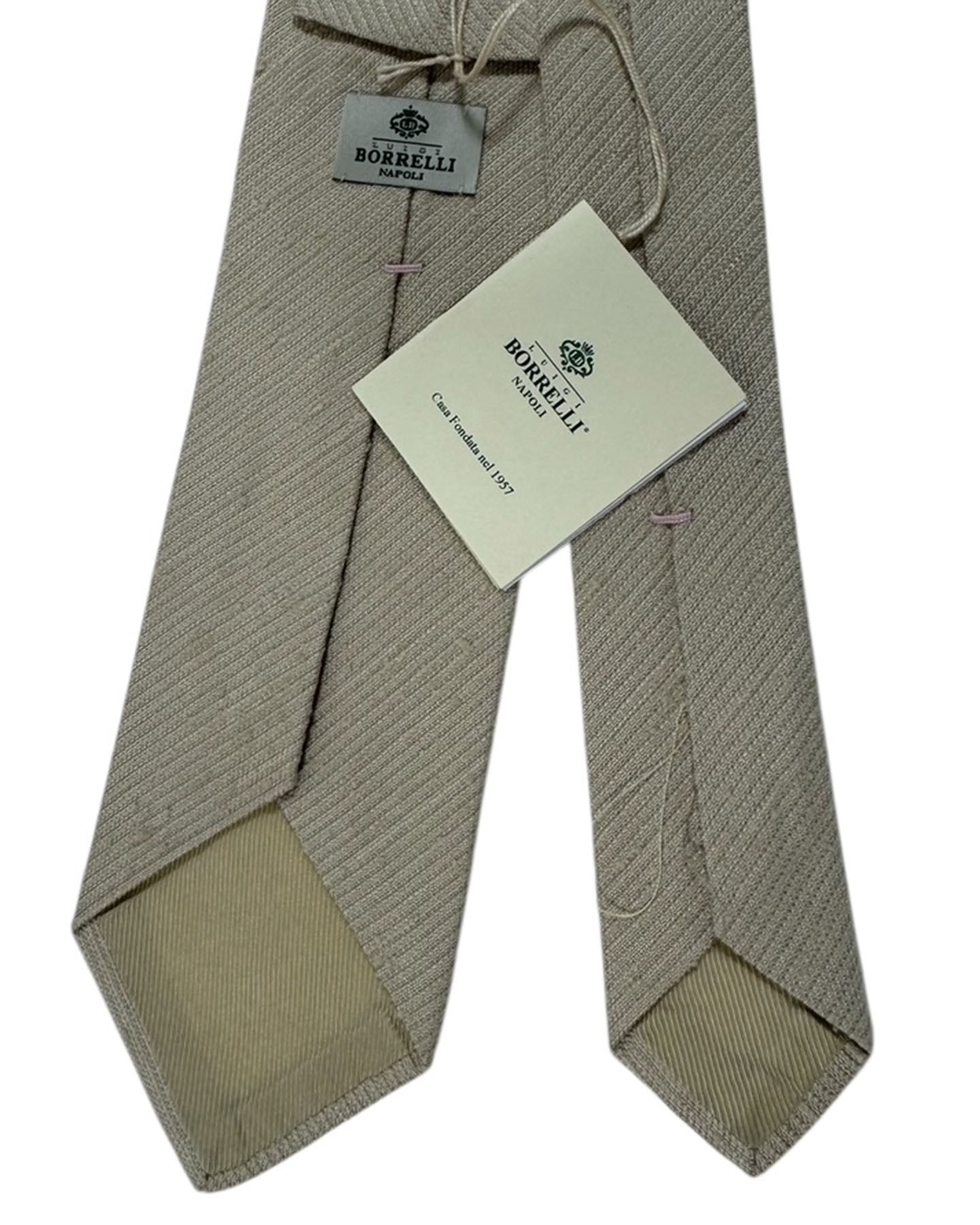 Luigi Borrelli Silk Tie Beige Pattern